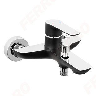 BDR1BLC Ferro (Польша) Adore Black/Chrome смеситель для ванны настенный с коротким изливом без душевого комплекта BDR1BLC фото