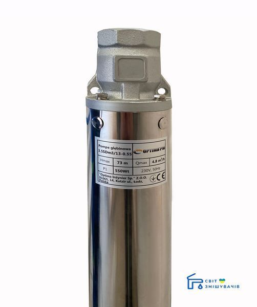 Насос скважинный с повышенной уст-тью к песку OPTIMA PM 3.5SDm3/13 0.55 кВт 79м + 1.5 м кабель 17619gser фото