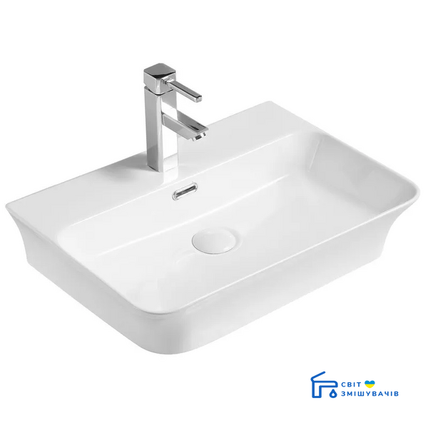 Умивальник накладний керамічний Mixxus Premium Bevel-0202 з переливом 560x415x125mm (MP6481) MP6481 фото