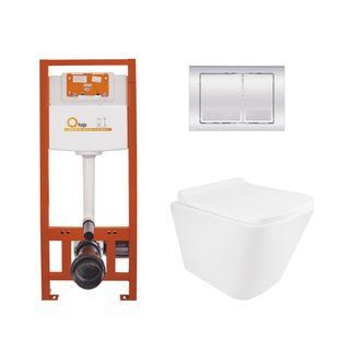 Комплект: Qtap Tern Ultra Quiet унитаз подвесной QT1733052EUQW + Nest комплект инсталляции 4в1 (квадратная клавиша Chrome) QT0133M425+QT0111M06028CRM SD00051280 фото