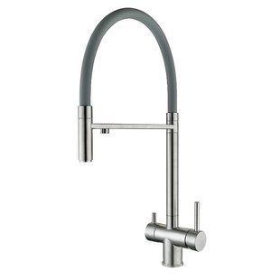 Кухонный смеситель на две воды с гибким изливом ZERIX KIT-021 REFL.GRAY (нерж. сталь) (ZX4861) ZX4861 фото