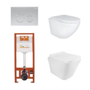 Набор: Qtap Robin + Tern Ultra Quiet унитазы подвесные + Nest комплект инсталляции 4в1 (клавиша круглая Satin) SD00051297 фото