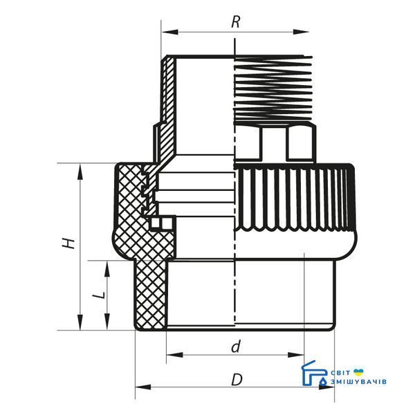 Муфта НР 50x1.1/2M PPR KOER K0101.PRO (KP0120) KP0120 фото