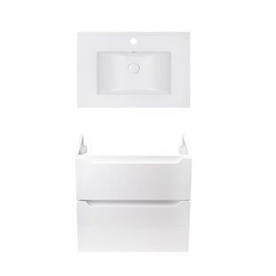 Комплект Qtap тумба підвісна Scorpio 700х585х460 мм White + врізна раковина Albatross E QT71SC43970 SD00050094 фото