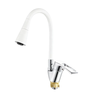Смеситель для кухни с силиконовым изливом Zerix YUT 181 Reflector White (цвет излива белый) (ZX5985 ZX5985 фото