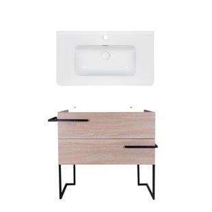 Комплект Qtap тумба для підлоги Taurus 800х800х437 мм Whitish oak + раковина врізна Albatross 9H QT71TA44015 SD00050139 фото