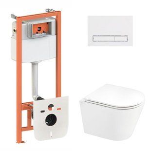Комплект: Qtap Scorpio Ultra Quiet унітаз підвісний QT1433053EUQW + Nest комплект інсталяції 4в1 (лінійна клавіша White) QT0133M425 + M08V1384W SD00051293 фото