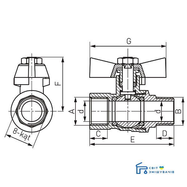 Кран шаровой 1/2" Ferro (KMH11) KMH11 фото