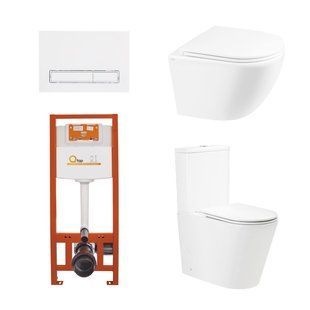Набор: Qtap Scorpio Ultra Quiet унитаз напольный + Robin Ultra Quiet унитаз подвесной + Nest комплект инсталляции 4в1 (клавиша линейная White) SD00051299 фото