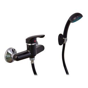 Змішувач для душу Plamix Afina-003 SET Black (зі шлангом, лійкою та кронштейном) (PM0646) PM0646 фото