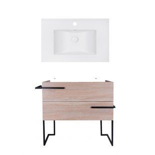 Комплект Qtap тумба для підлоги Taurus 800х800х437 мм Whitish oak + раковина врізна Albatross E QT71TA44016 SD00050140 фото
