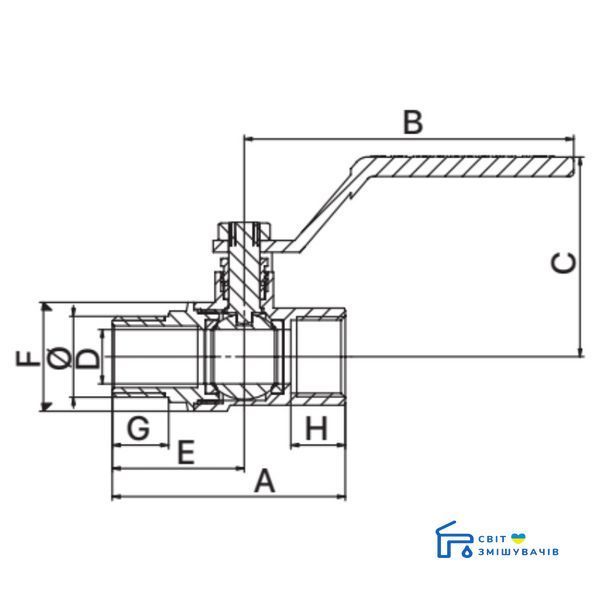 Кран шаровый 1/2" ГШР ГАЗ EUROPRODUCT EP.221 (EP2951) EP2951 фото