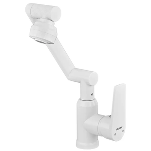 Смеситель для умывальника с регулируемым изливом Plamix Oscar-001-FX SET White (с подводкой) (Цвет белый) (PM6105) PM6105 фото