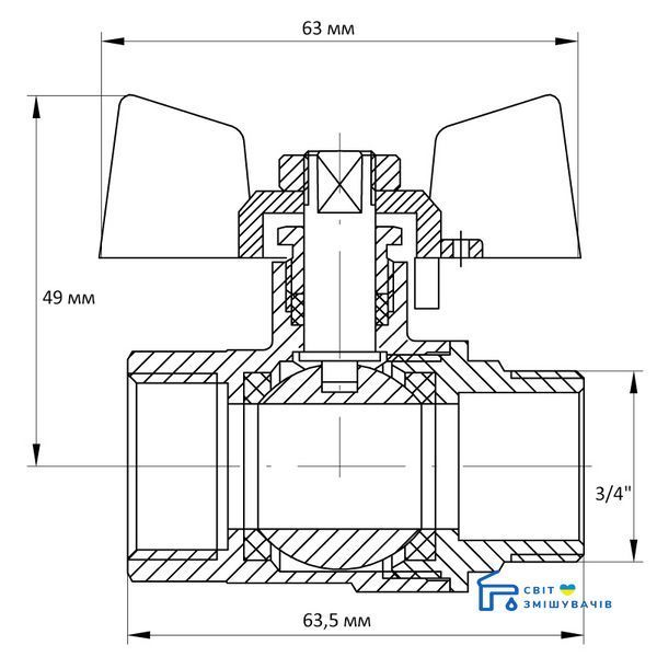 Кран шаровый KOER 3/4" ГШБ (KR.218.W) белый (KR0183) KR0183 фото