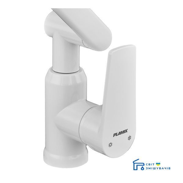 Смеситель для умывальника с регулируемым изливом Plamix Oscar-001-FX SET White (с подводкой) (Цвет белый) (PM6105) PM6105 фото