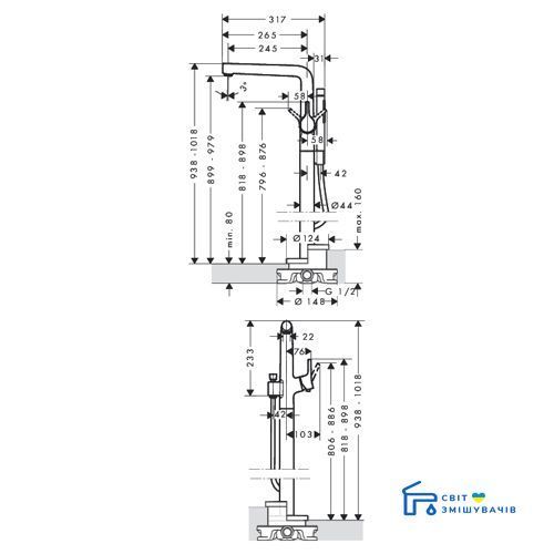 Смеситель для ванны напольный HANSGROHE Talis S (72412000) 72412000 фото