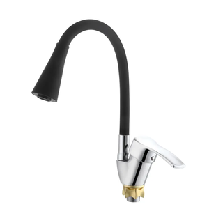 Смеситель для кухни с силиконовым изливом Zerix YUT 279 Reflector Black (цвет излива черный) (ZX598 ZX5986 фото