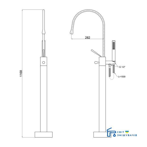 Смеситель для ванны Qtap Virgo 1966103B SD00047495 фото
