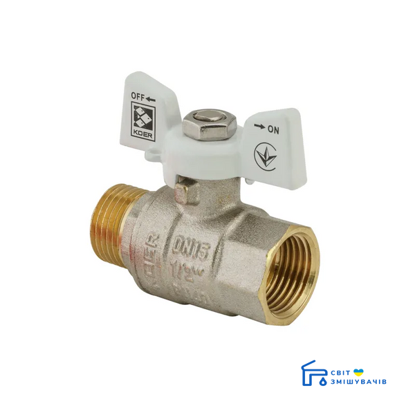 Кран кульовий KOER 1/2" ГШБ (KR.218.W) білий (KR0182) KR0182 фото