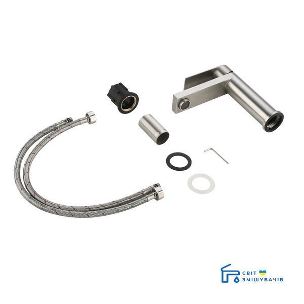 Змішувач для раковини низький Lidz Nexus 001F (k35) LDNEX001FNKS49184 Nickel SD00055308 фото