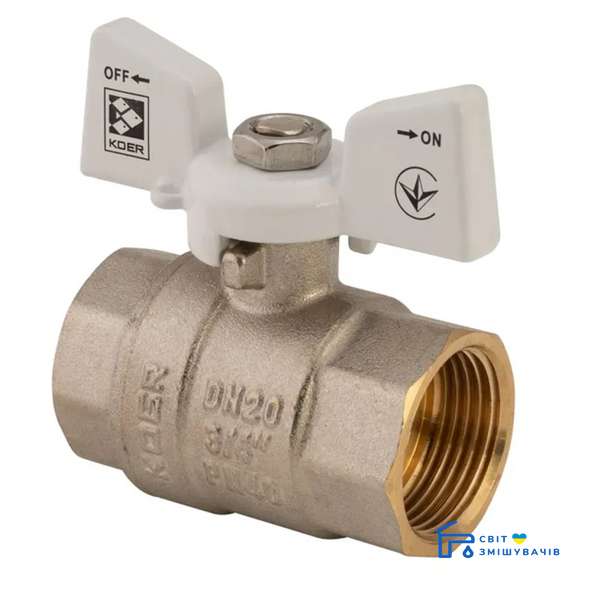Кран кульовий KOER 3/4" ГДБ (KR.217.W) білий (KR0179) KR0179 фото