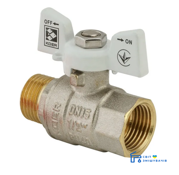 Кран кульовий KOER 1/2" ГШБ (KR.218.W) білий (KR0182) KR0182 фото