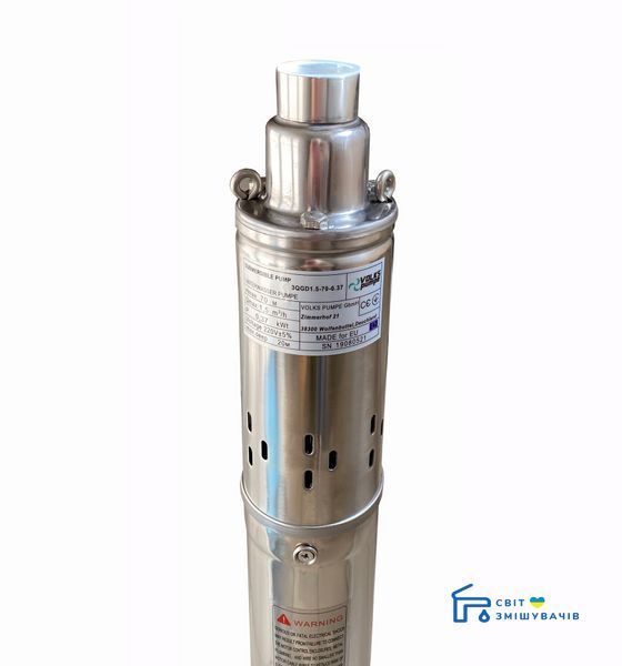 Насос свердловинний шнековий VOLKS pumpe 3 QGD 1.5-70-0.37кВт 3 дюйми! + кабель 15м 9648gser фото