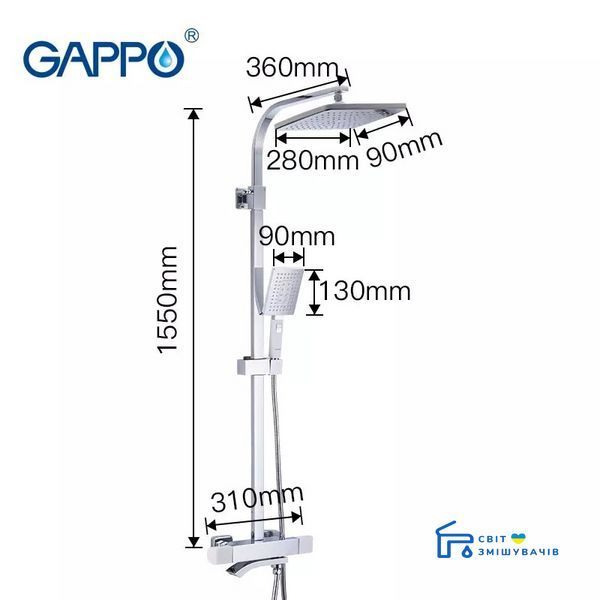 G2407-50 Душова панель з термостатом білий/хром Gappo 1/3 G2407-50 фото