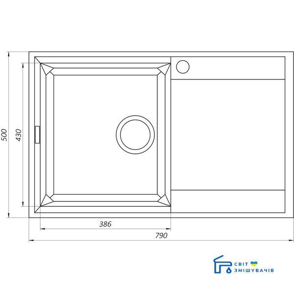 Гранітне миття Globus Lux KOMO коричневий 790x500мм-А0006 10480gser фото