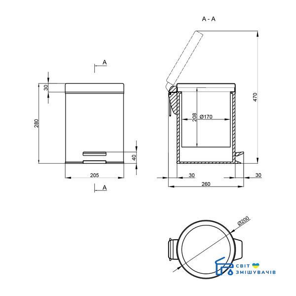 Відро для сміття Qtap Liberty CRM 1149 25627Qtap (Чехія) SD00031724 фото