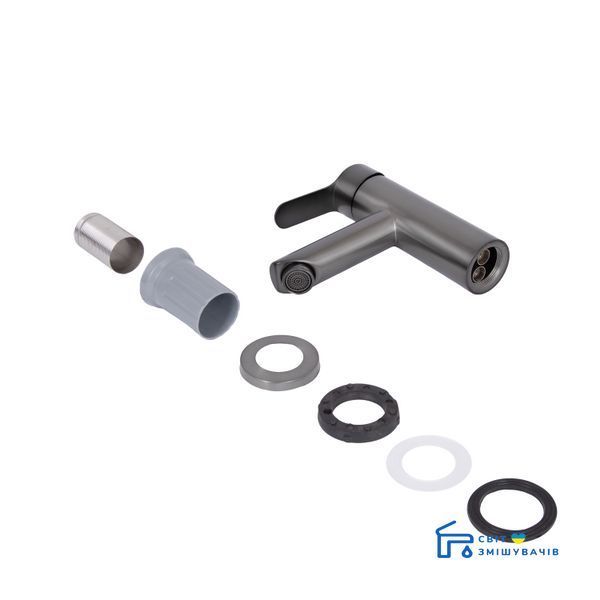 Смеситель для раковины Brinex Pure 001F низкий Gunmetal Black BRIPUR001FGRP SD00053171 фото