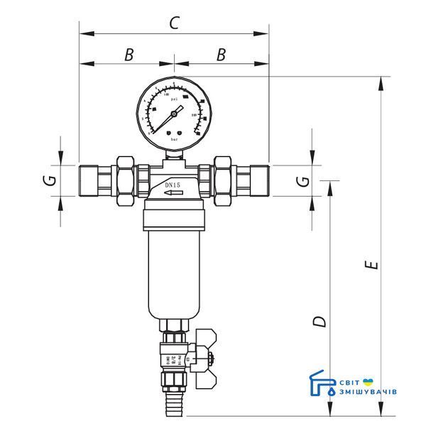 Фільтр самоочисний з манометром 1/2'" KOER KR.1250 (KR2656) KR2656 фото