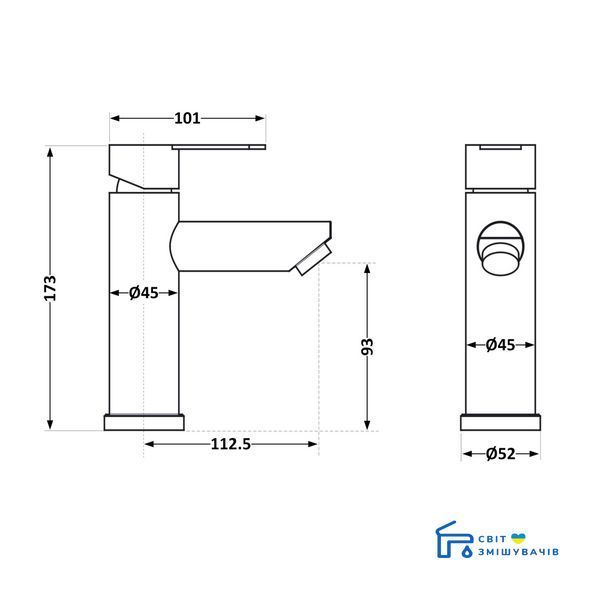 Змішувач для раковини Brinex Pure 001F низький Nickel BRIPUR001FNKL SD00053172 фото
