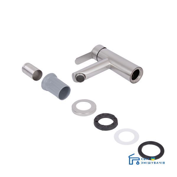 Змішувач для раковини Brinex Pure 001F низький Nickel BRIPUR001FNKL SD00053172 фото